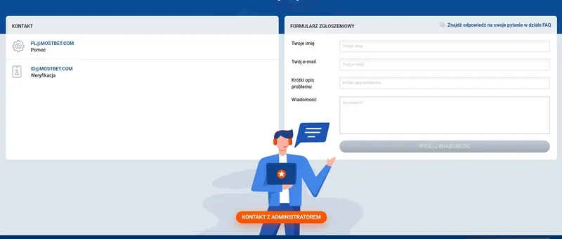 Dane kontaktowe i zespół wsparcia w Kasynie Mostbet